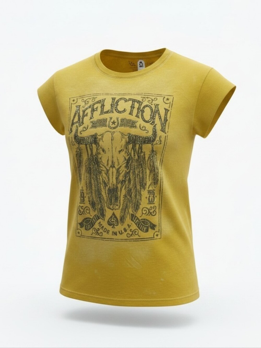 Affliction Mustard Yellow Graphic Tee